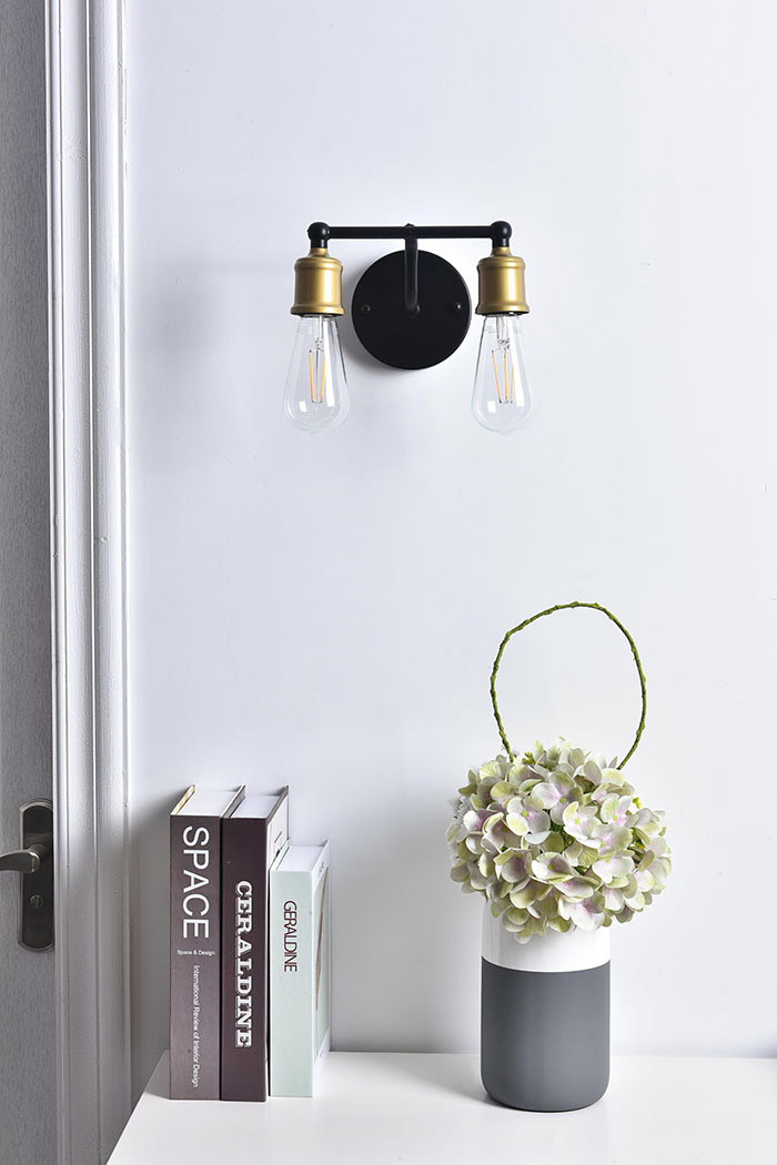 Elegant Serif 5 Lights Wall Sconce - Brass/Black, L 8.7" (LD4028W9BRB)