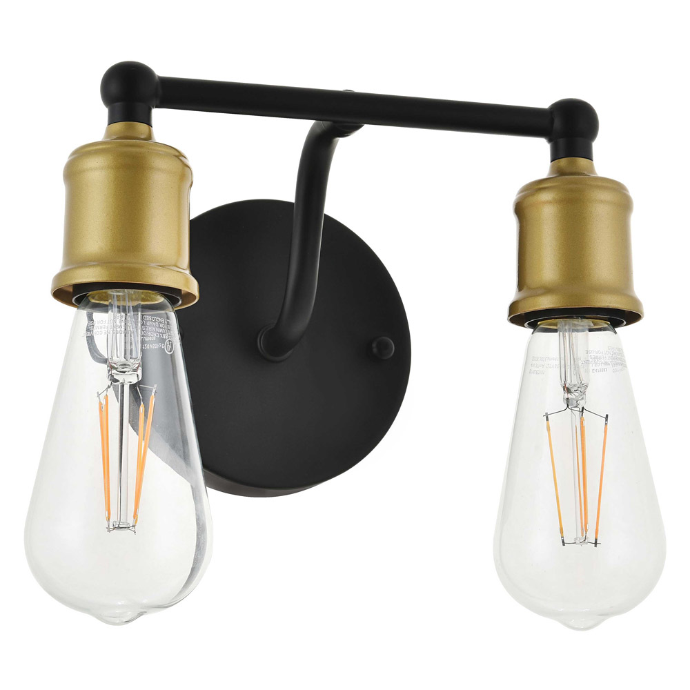 Elegant Serif 5 Lights Wall Sconce - Brass/Black, L 8.7" (LD4028W9BRB)