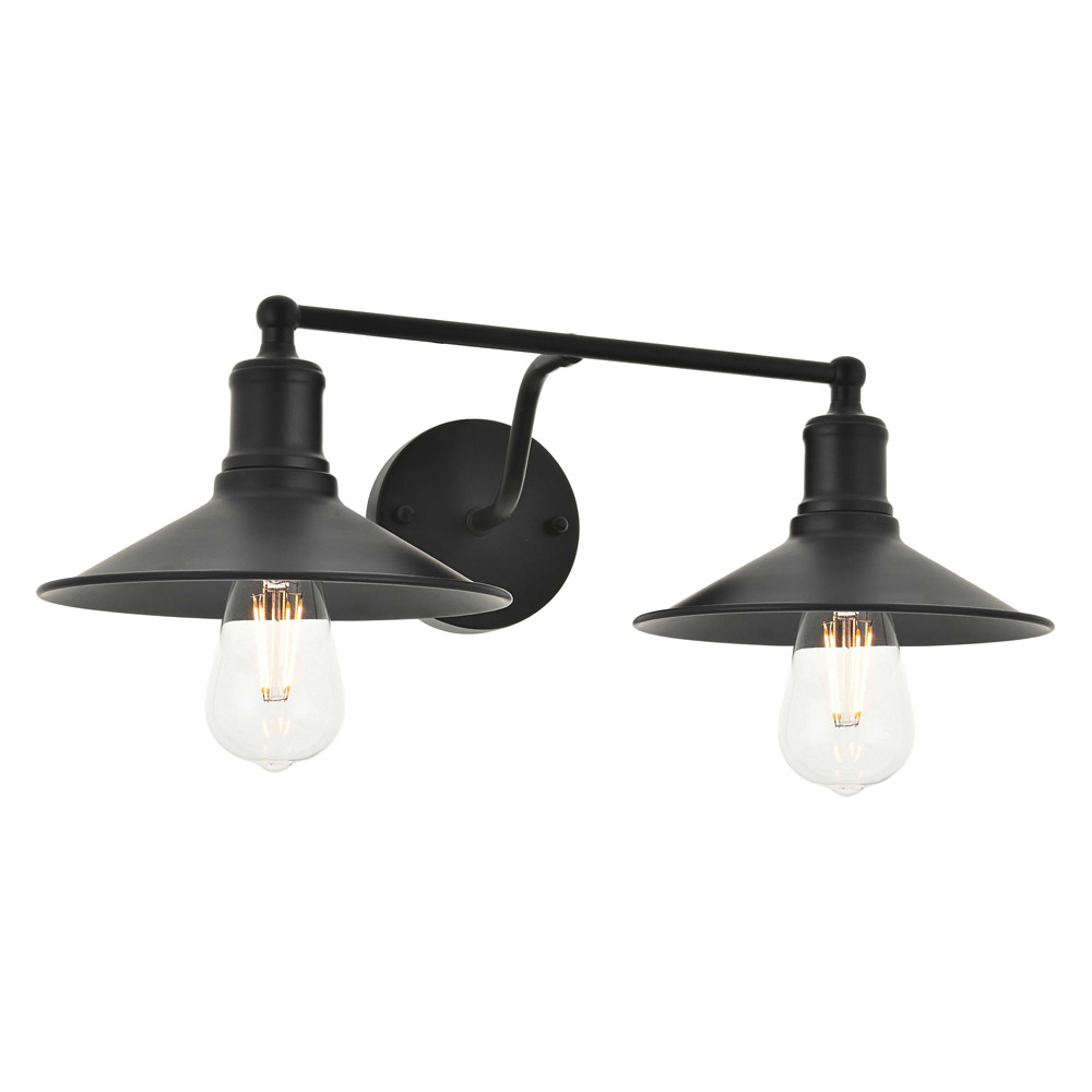 Elegant Etude 2 Lights Wall Sconce - Black, L 20.9" (LD4033W21BK)