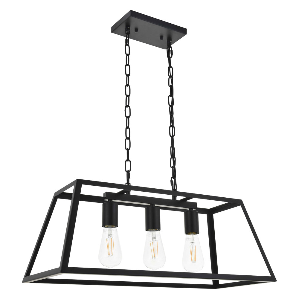 Elegant Resolute 5 Light Pendant - Black, L 25" (LD4061D25BK)