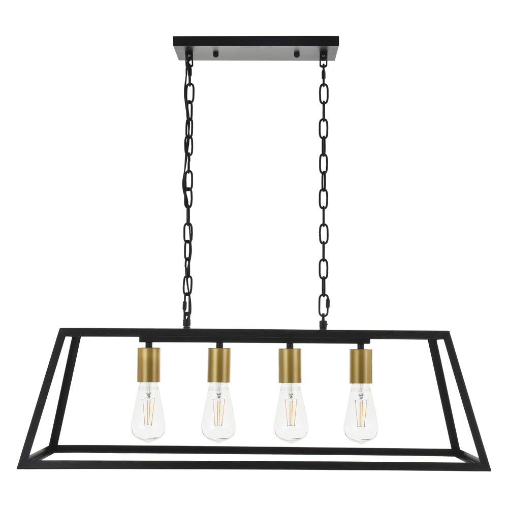 Elegant Resolute 5 Light Pendant - Brass/Black, L 32" (LD4061D32BRB)