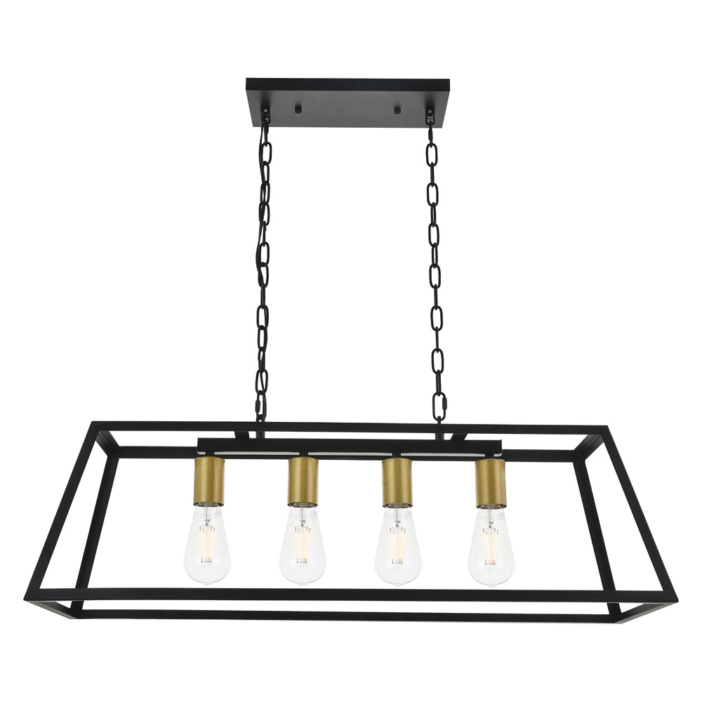 Elegant Resolute 5 Light Pendant - Brass/Black, L 32" (LD4061D32BRB)