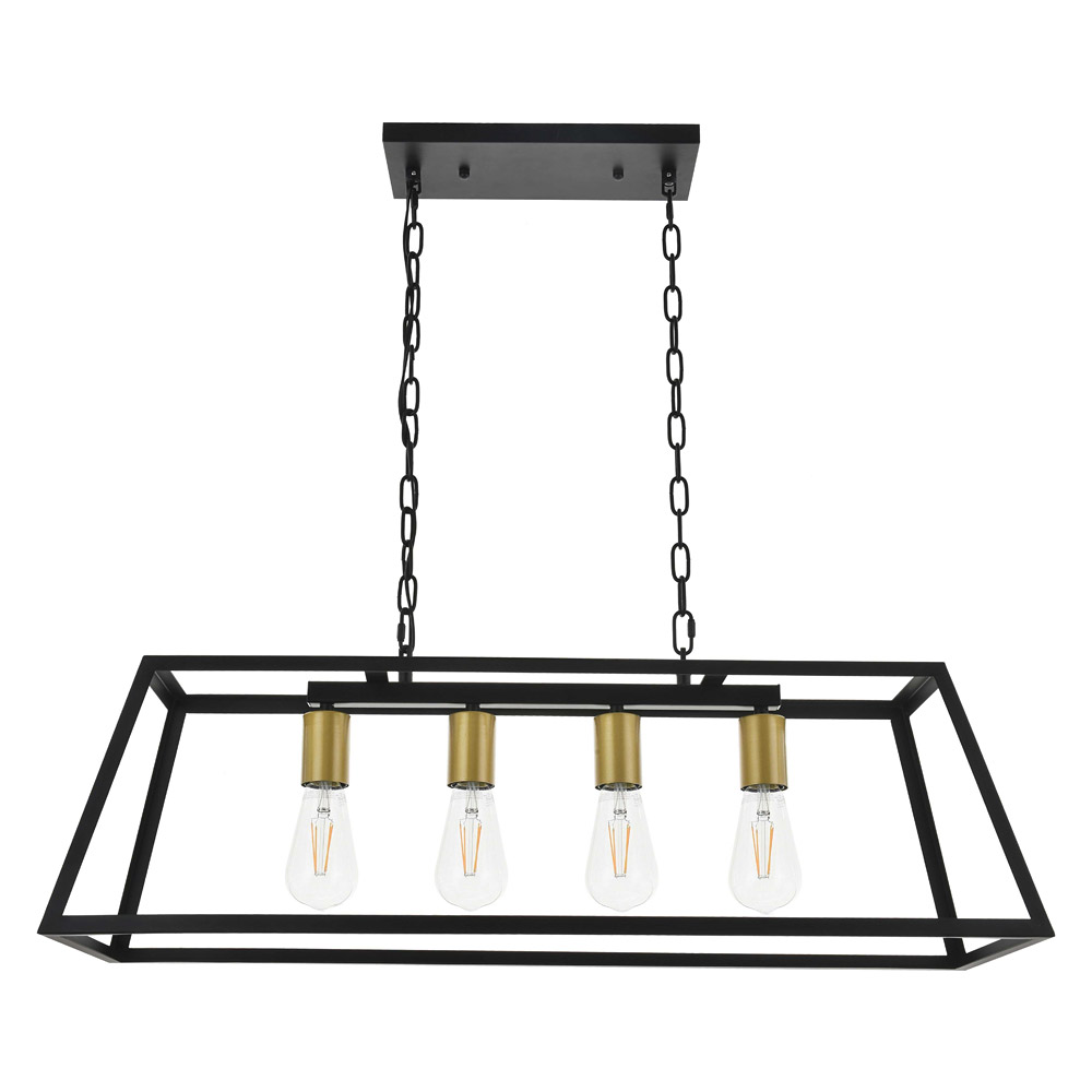 Elegant Resolute 5 Light Pendant - Brass/Black, L 32" (LD4061D32BRB)