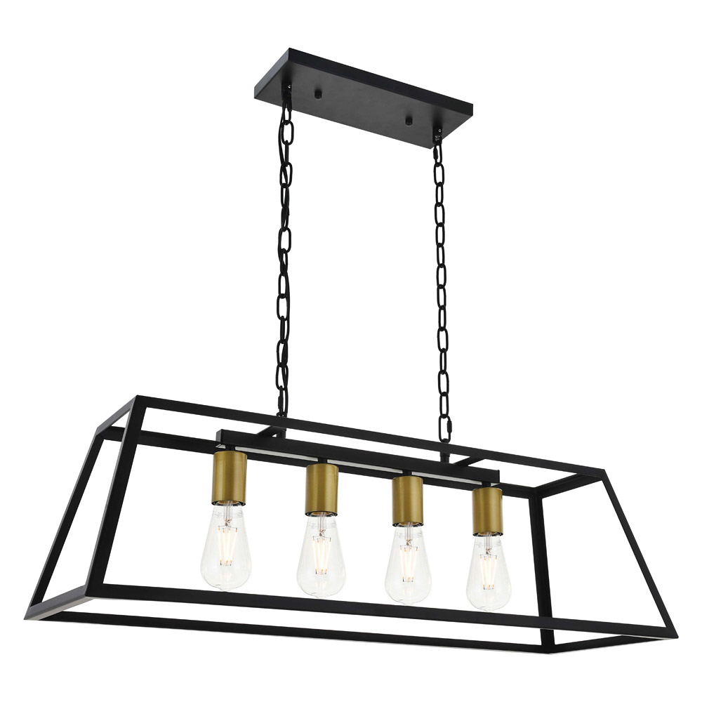 Elegant Resolute 5 Light Pendant - Brass/Black, L 32" (LD4061D32BRB)