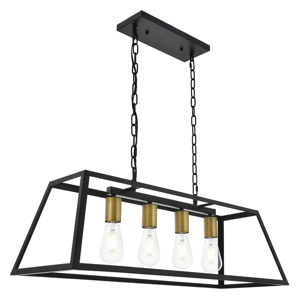 Elegant Resolute 5 Light Pendant - Brass/Black, L 32" (LD4061D32BRB)