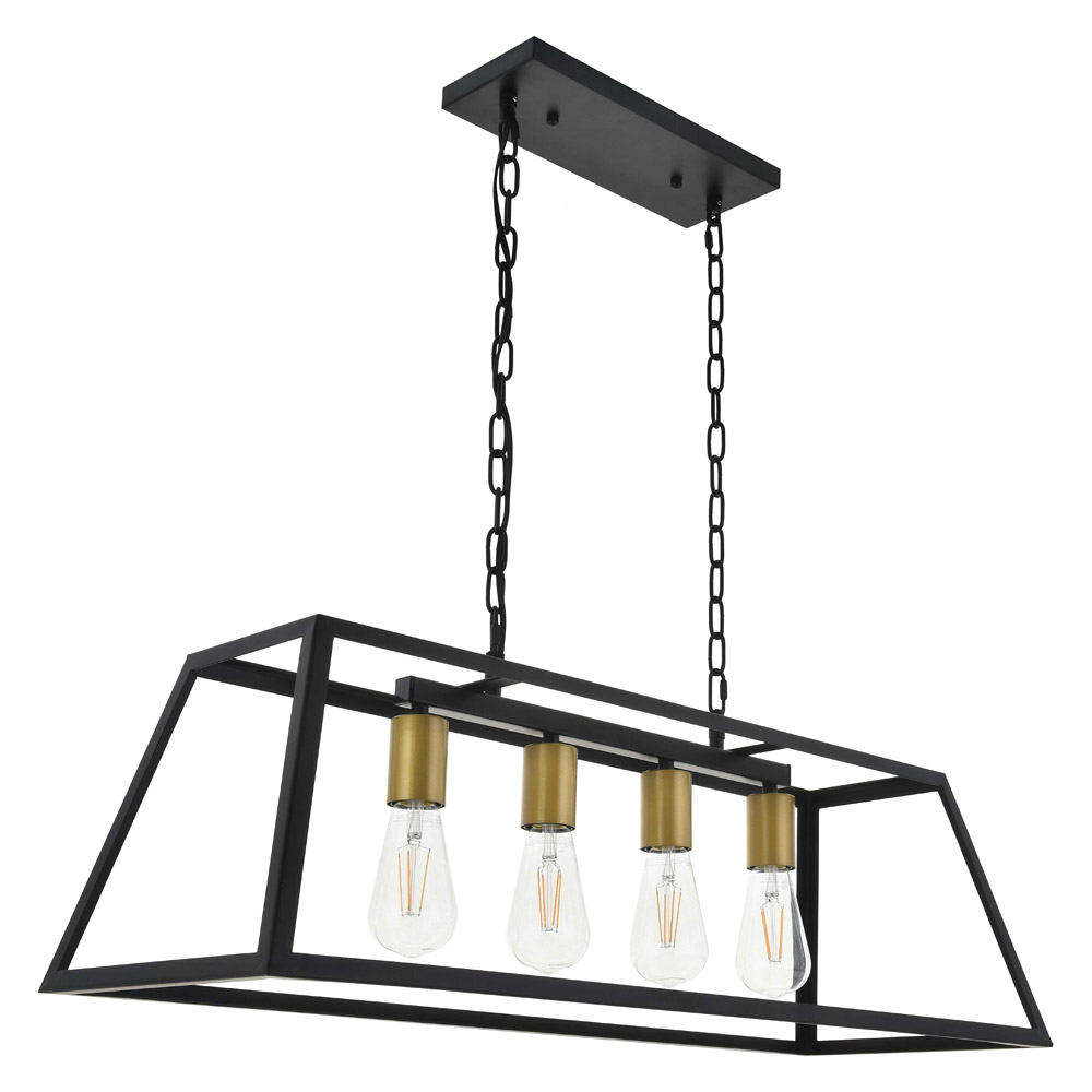 Elegant Resolute 5 Light Pendant - Brass/Black, L 32" (LD4061D32BRB)