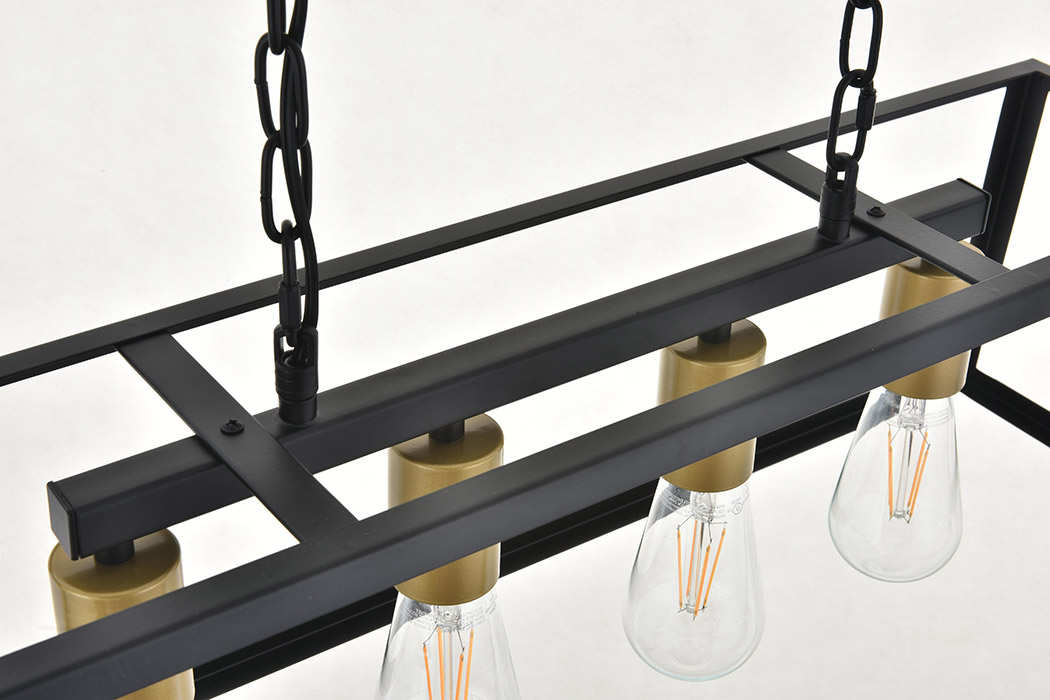 Elegant Resolute 5 Light Pendant - Brass/Black, L 32" (LD4061D32BRB)