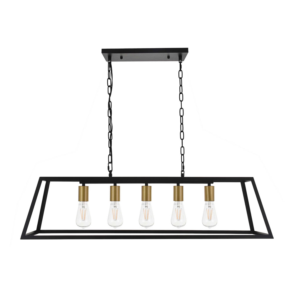 Elegant Resolute 5 Light Pendant - Brass/Black, L 38" (LD4061D38BRB)