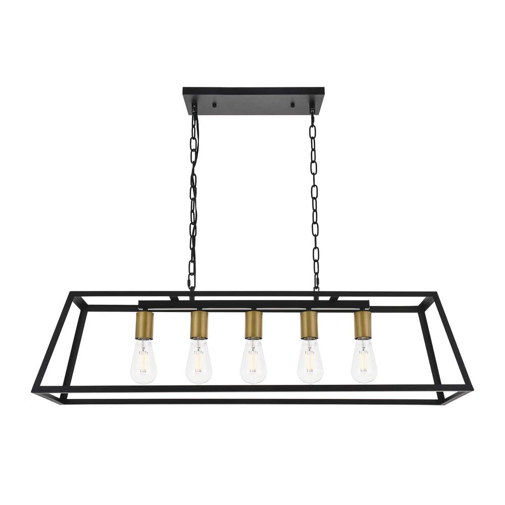 Elegant Resolute 5 Light Pendant - Brass/Black, L 38" (LD4061D38BRB)