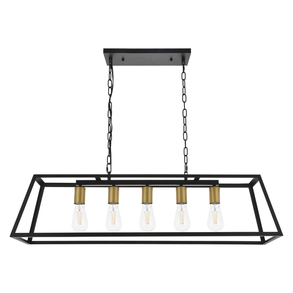 Elegant Resolute 5 Light Pendant - Brass/Black, L 38" (LD4061D38BRB)