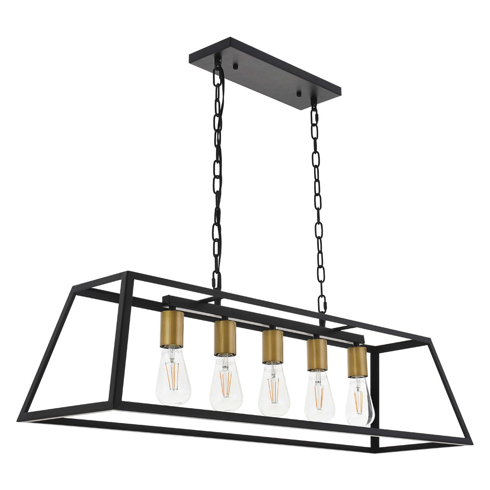 Elegant Resolute 5 Light Pendant - Brass/Black, L 38" (LD4061D38BRB)