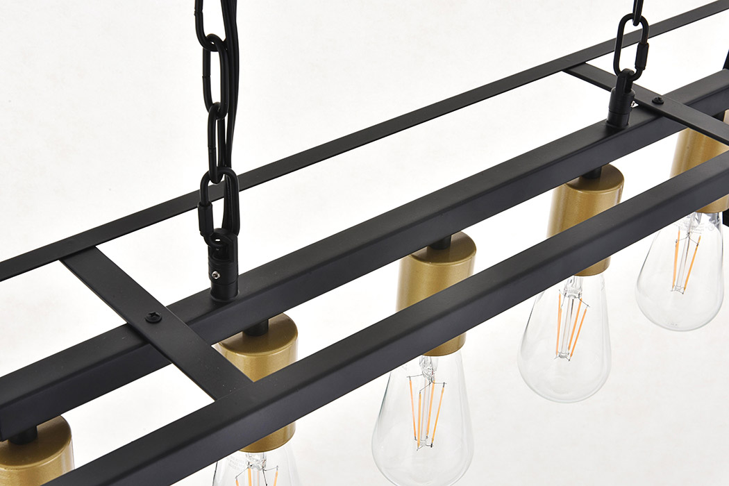 Elegant Resolute 5 Light Pendant - Brass/Black, L 38" (LD4061D38BRB)