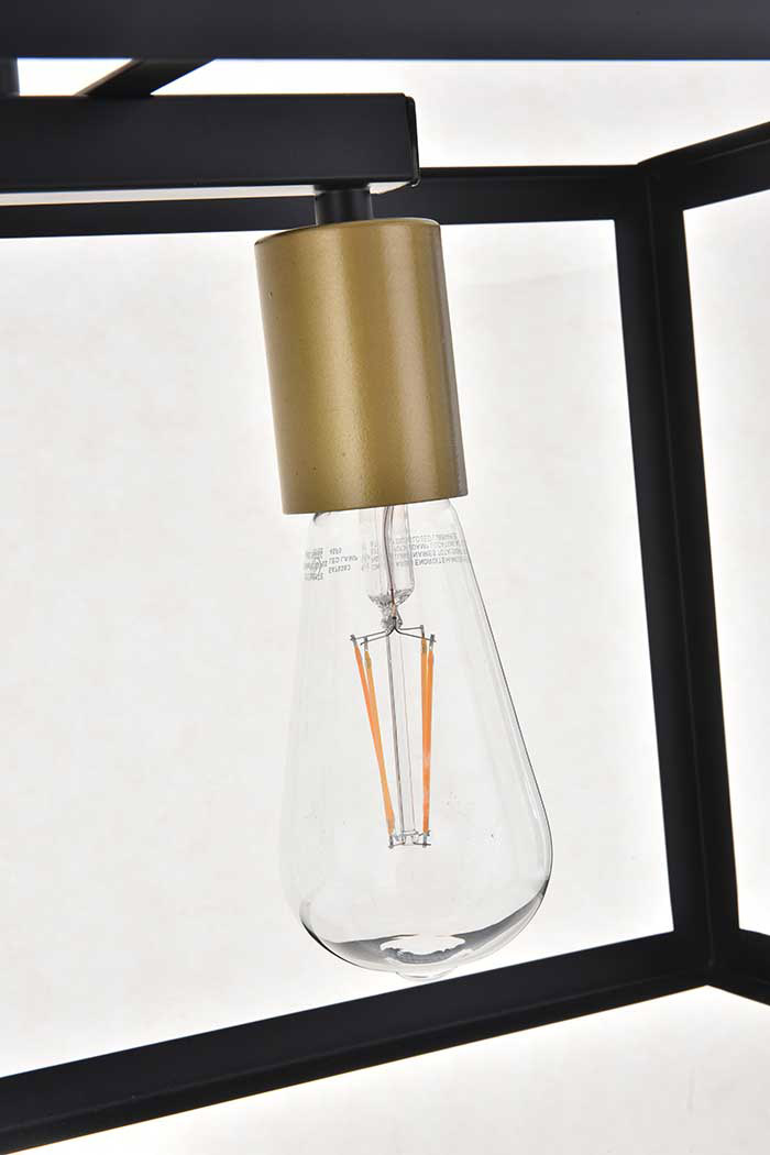 Elegant Resolute 3 Light Pendant - Brass/Black, L 25" (LD4063D25BRB)