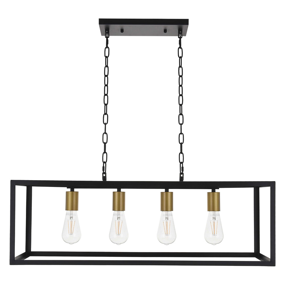 Elegant Resolute 3 Light Pendant - Brass/Black, L 32" (LD4063D32BRB)