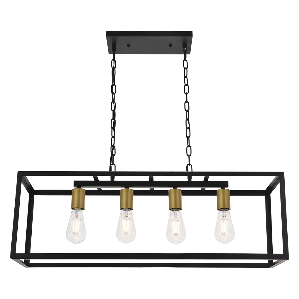 Elegant Resolute 3 Light Pendant - Brass/Black, L 32" (LD4063D32BRB)