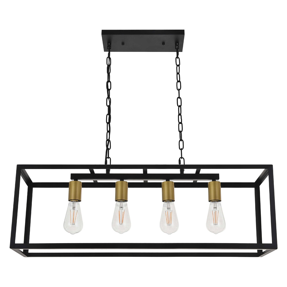 Elegant Resolute 3 Light Pendant - Brass/Black, L 32" (LD4063D32BRB)