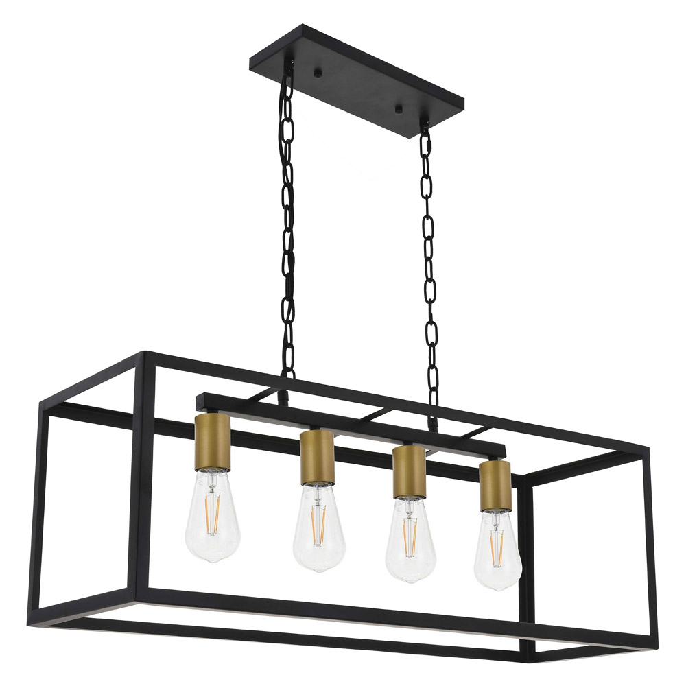 Elegant Resolute 3 Light Pendant - Brass/Black, L 32" (LD4063D32BRB)