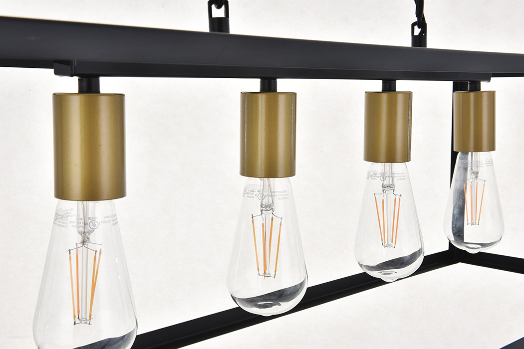 Elegant Resolute 3 Light Pendant - Brass/Black, L 32" (LD4063D32BRB)