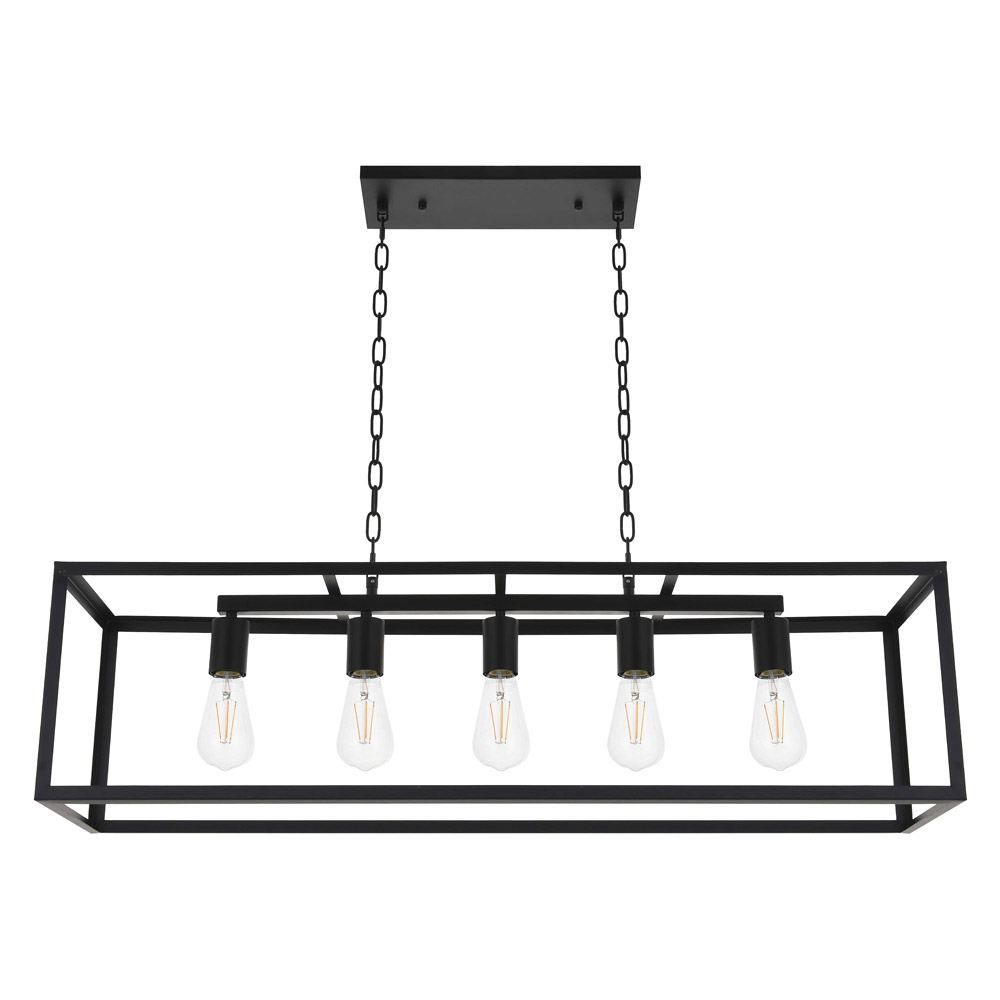 Elegant Resolute 3 Light Pendant - Black, L 38" (LD4063D38BK)