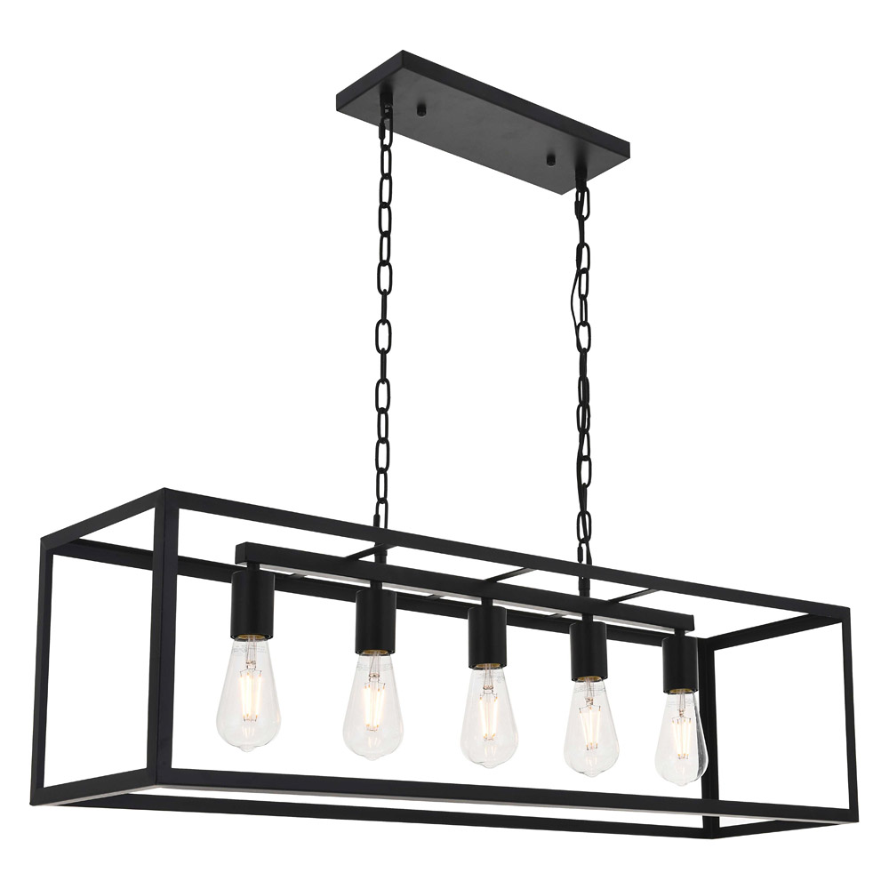 Elegant Resolute 3 Light Pendant - Black, L 38" (LD4063D38BK)