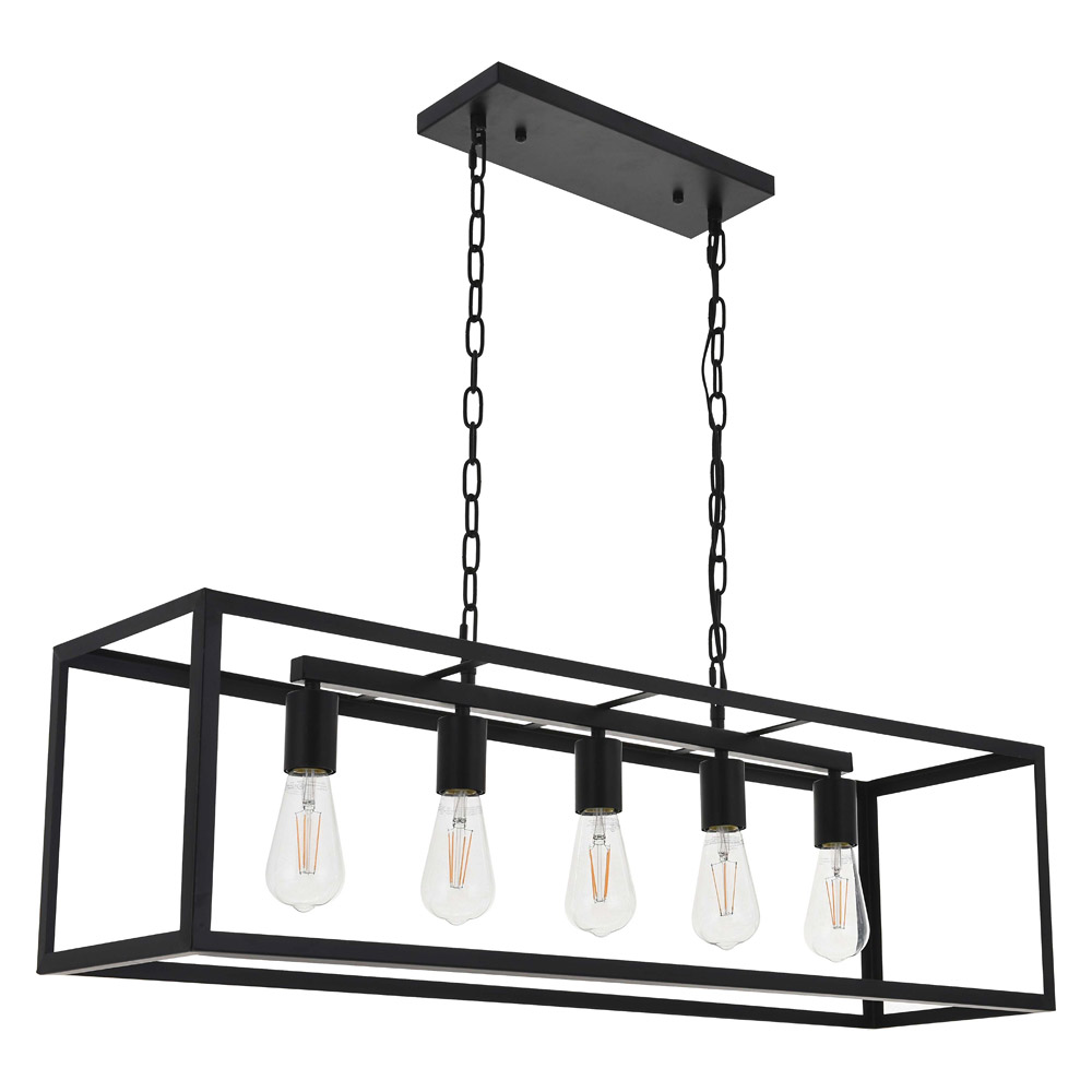 Elegant Resolute 3 Light Pendant - Black, L 38" (LD4063D38BK)