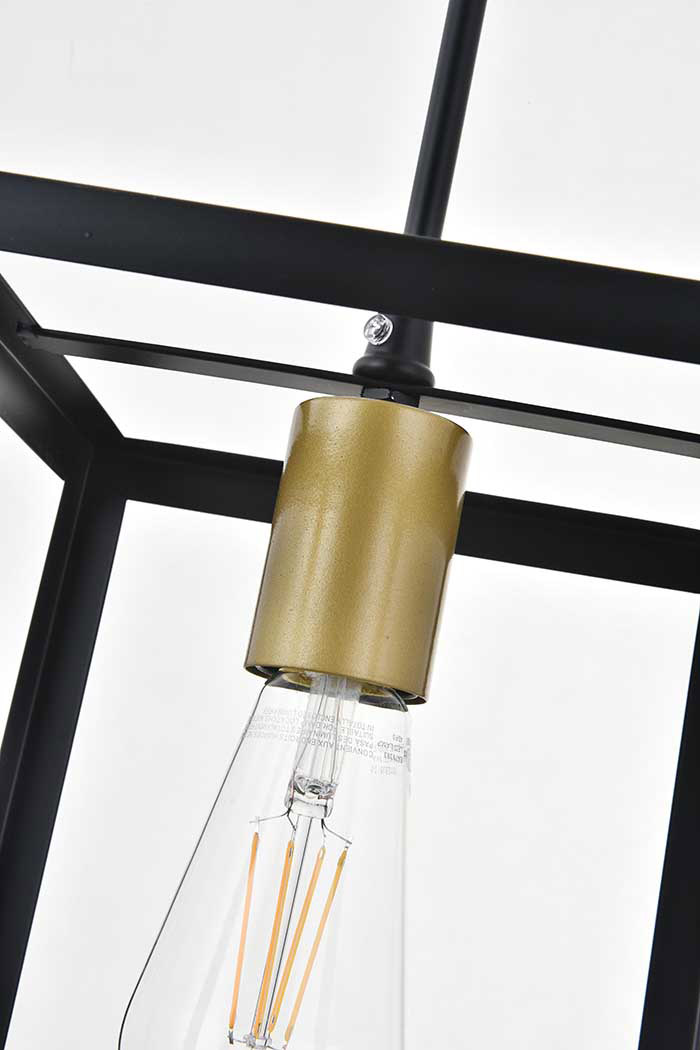 Elegant Resolute 3 Light Pendant - Brass/Black, L 8" (LD4063D8BRB)