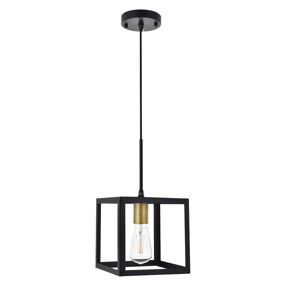 Elegant Resolute 3 Light Pendant - Brass/Black, L 8" (LD4063D8BRB)