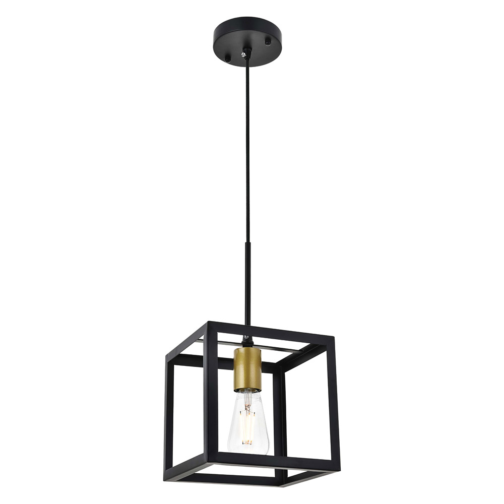 Elegant Resolute 3 Light Pendant - Brass/Black, L 8" (LD4063D8BRB)