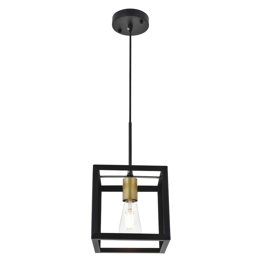 Elegant Resolute 3 Light Pendant - Brass/Black, L 8" (LD4063D8BRB)