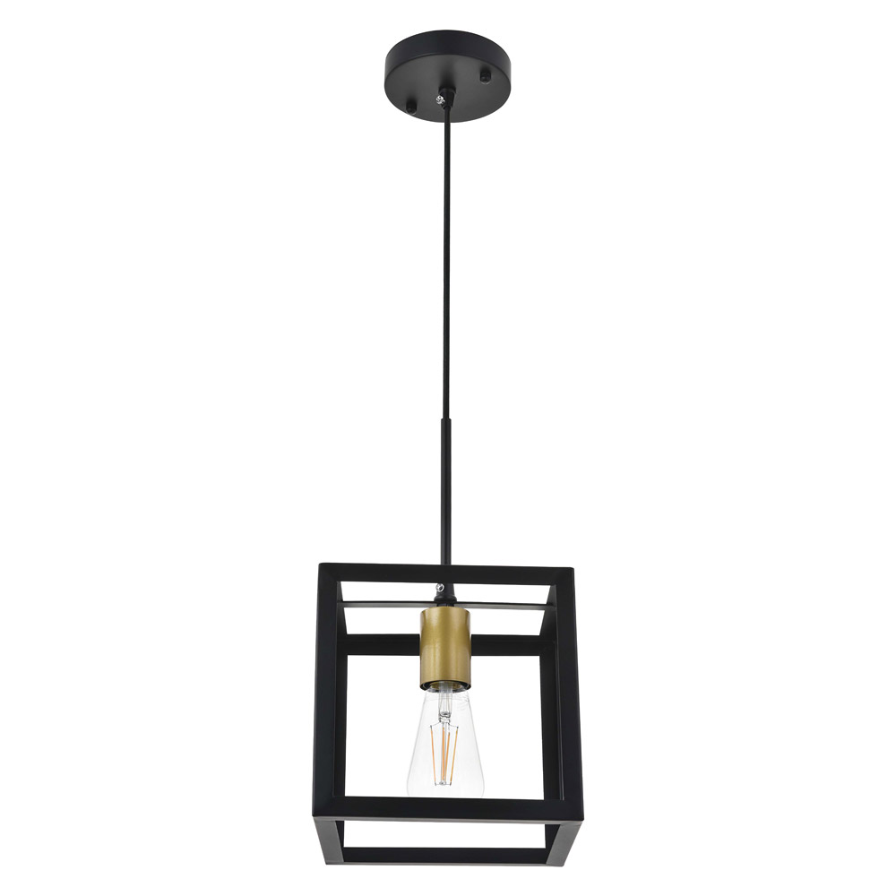 Elegant Resolute 3 Light Pendant - Brass/Black, L 8" (LD4063D8BRB)