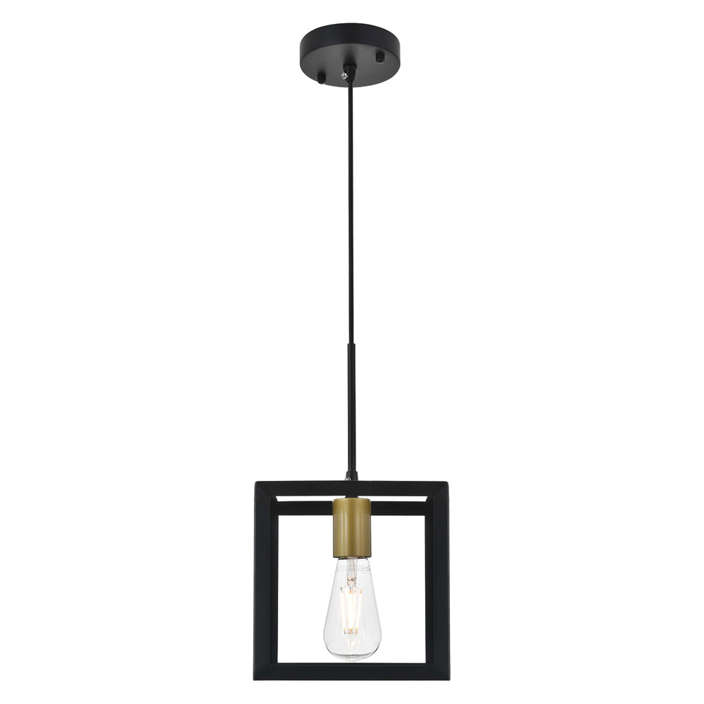 Elegant Resolute 3 Light Pendant - Brass/Black, L 8" (LD4063D8BRB)