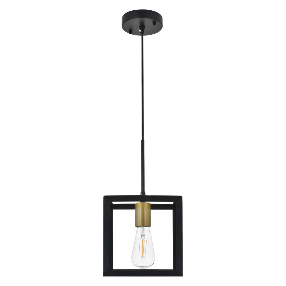 Elegant Resolute 3 Light Pendant - Brass/Black, L 8" (LD4063D8BRB)