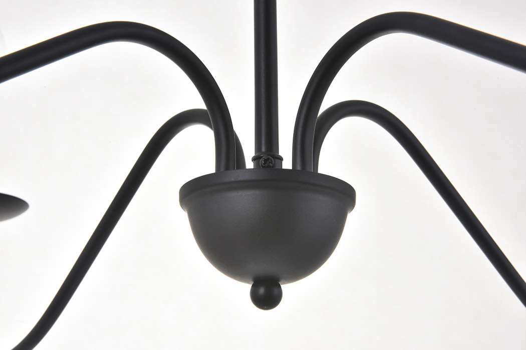 Elegant Rohan 6-Light Chandelier - Matte Black, L 30" (LD5006D30MB)