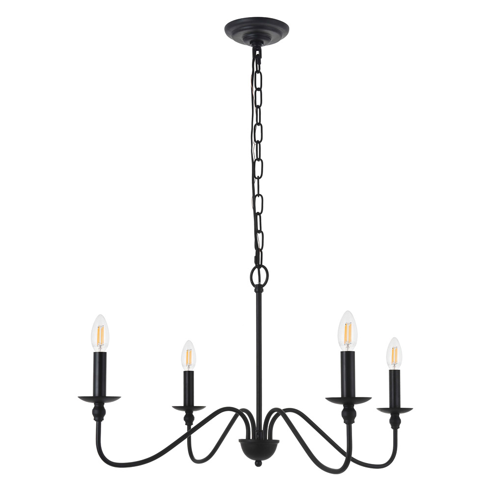 Elegant Rohan 6-Light Chandelier - Matte Black, L 30" (LD5006D30MB)