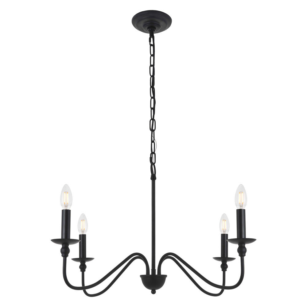 Elegant Rohan 6-Light Chandelier - Matte Black, L 30" (LD5006D30MB)