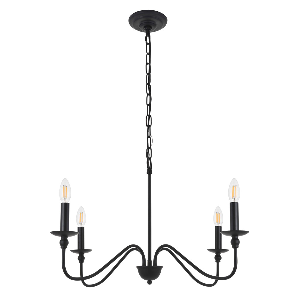 Elegant Rohan 6-Light Chandelier - Matte Black, L 30" (LD5006D30MB)