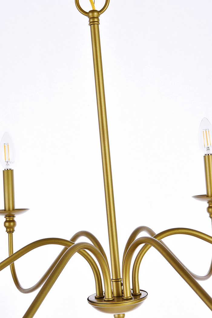 Elegant Rohan 6-Light Chandelier - Brass, L 36" (LD5006D36BR)