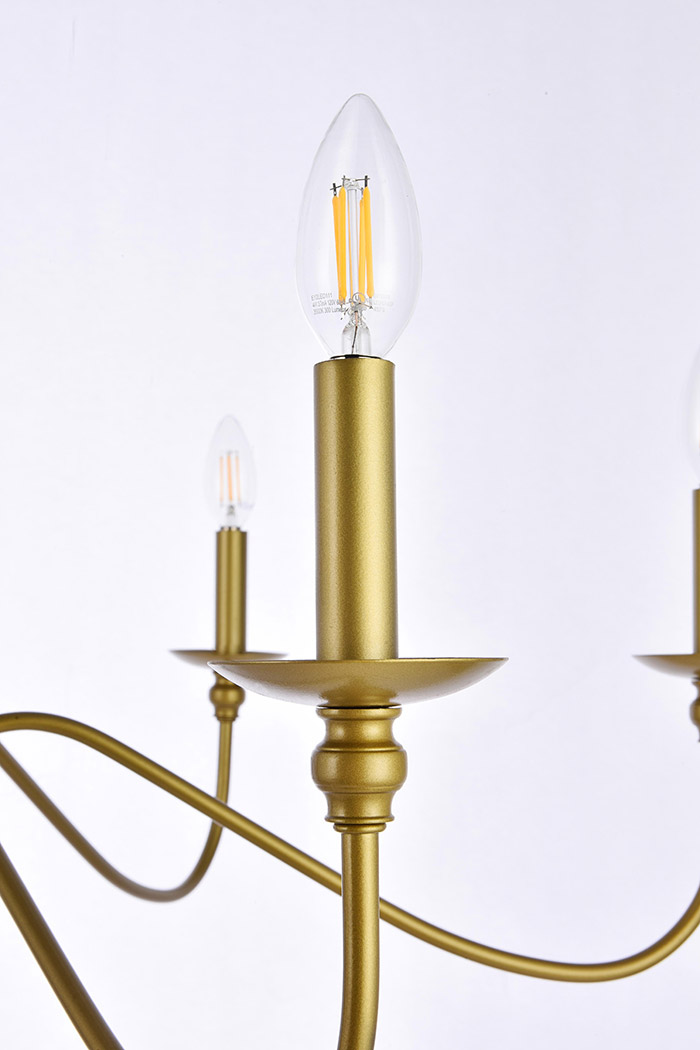 Elegant Rohan 6-Light Chandelier - Brass, L 36" (LD5006D36BR)