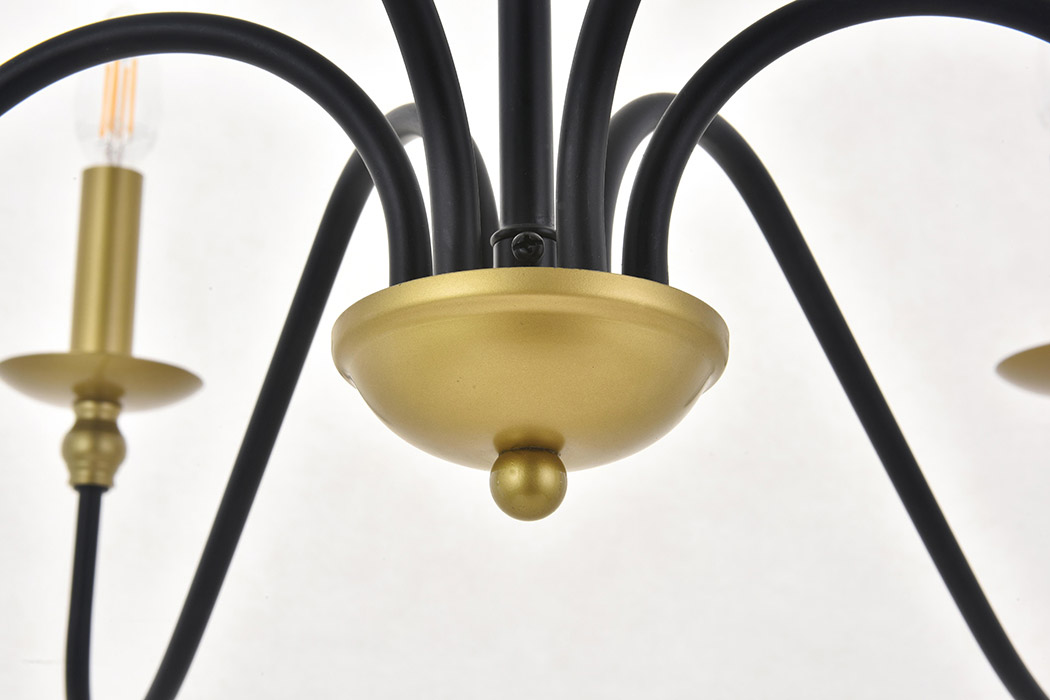 Elegant Rohan 6-Light Chandelier - Brass/Black, L 36" (LD5006D36BRB)