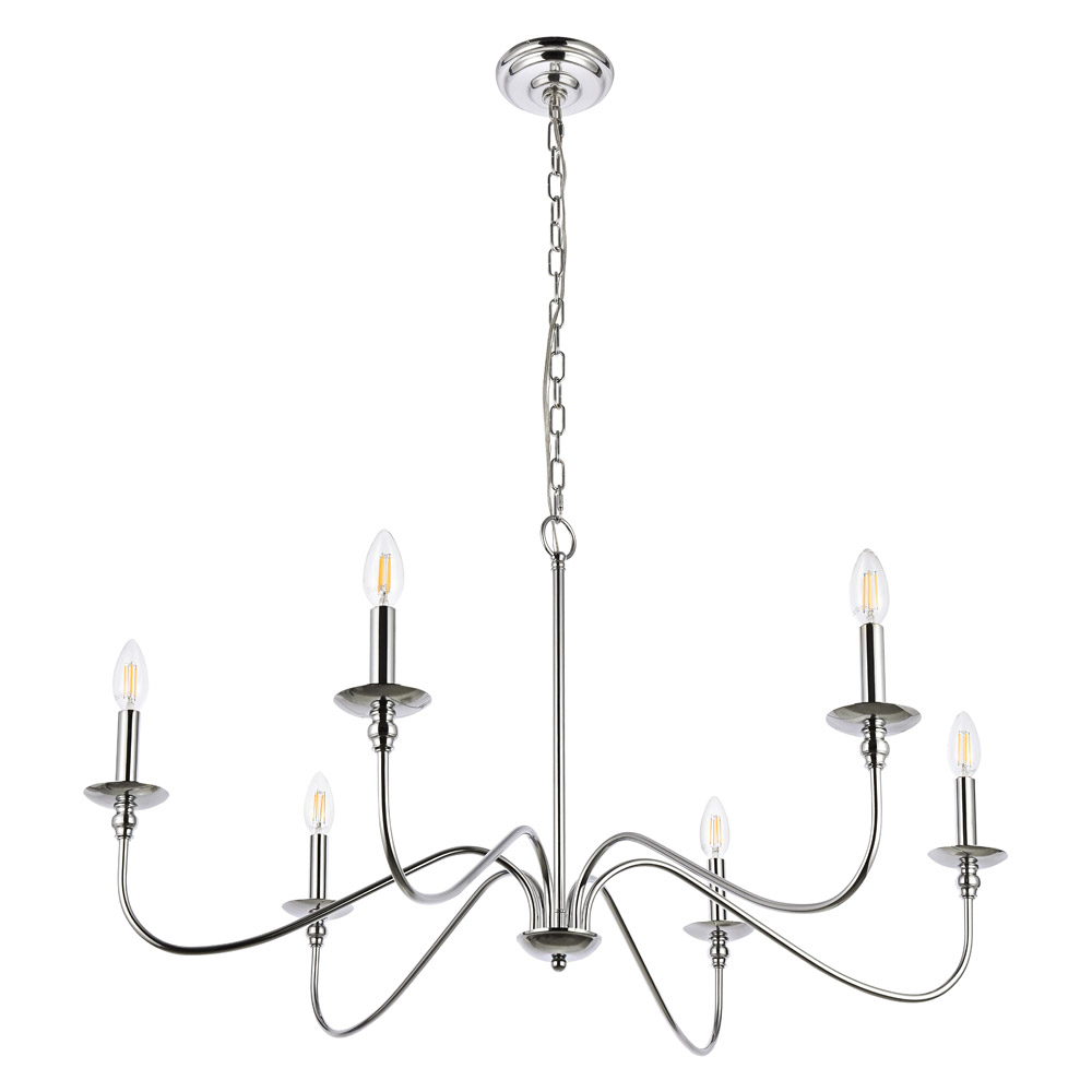 Elegant Rohan 6-Light Chandelier - Polished Nickel, L 36" (LD5006D36PN)