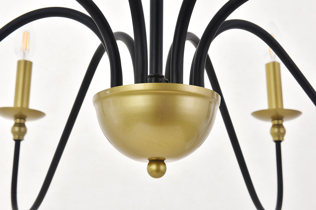 Elegant Rohan 6-Light Chandelier - Brass/Black, L 42" (LD5006D42BRB)