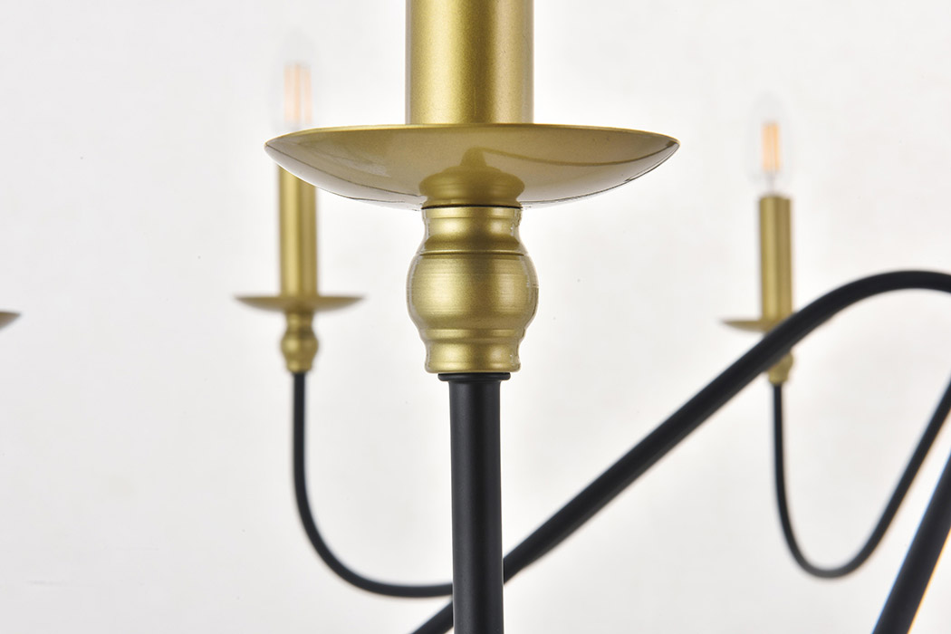 Elegant Rohan 6-Light Chandelier - Brass/Black, L 42" (LD5006D42BRB)