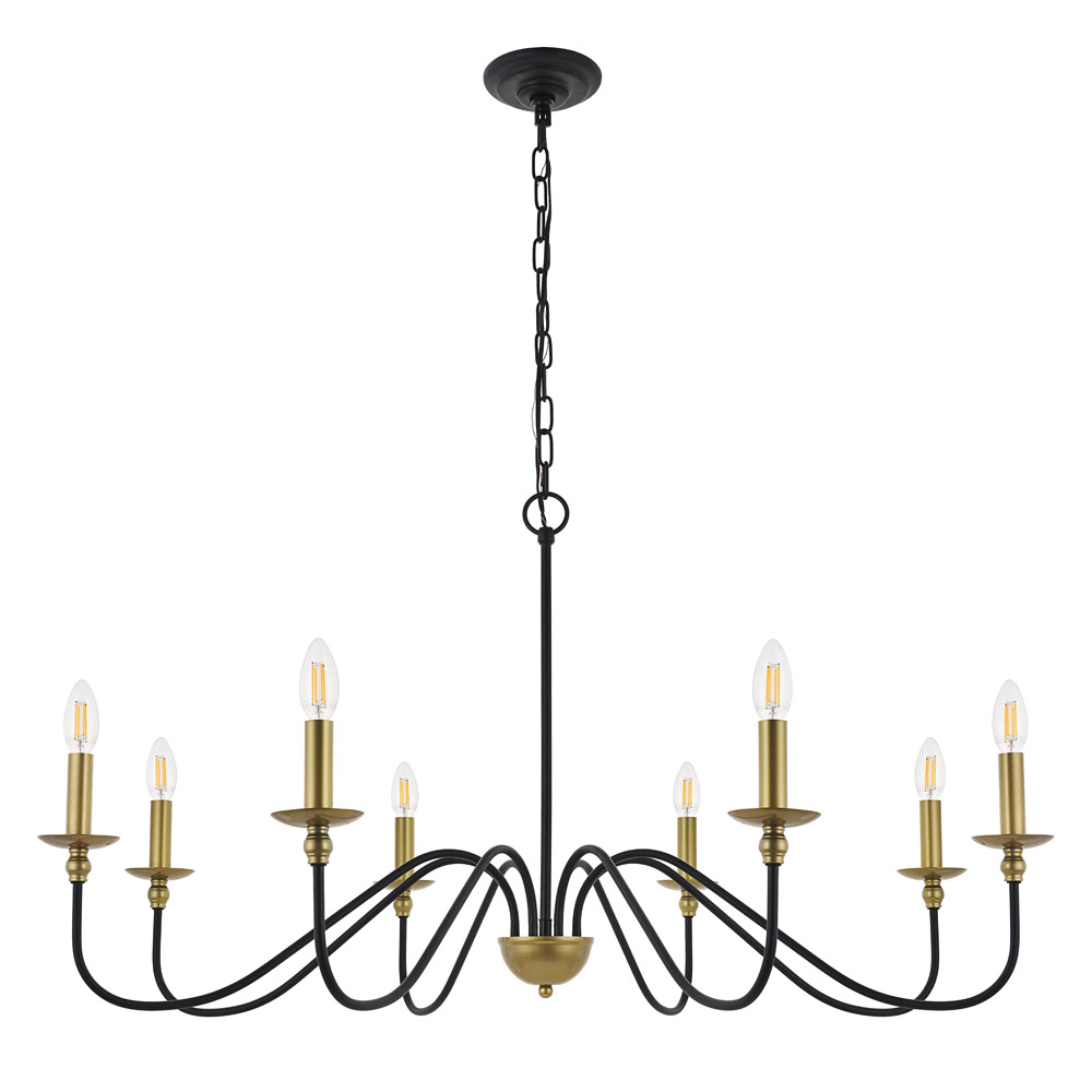 Elegant Rohan 6-Light Chandelier - Brass/Black, L 42" (LD5006D42BRB)