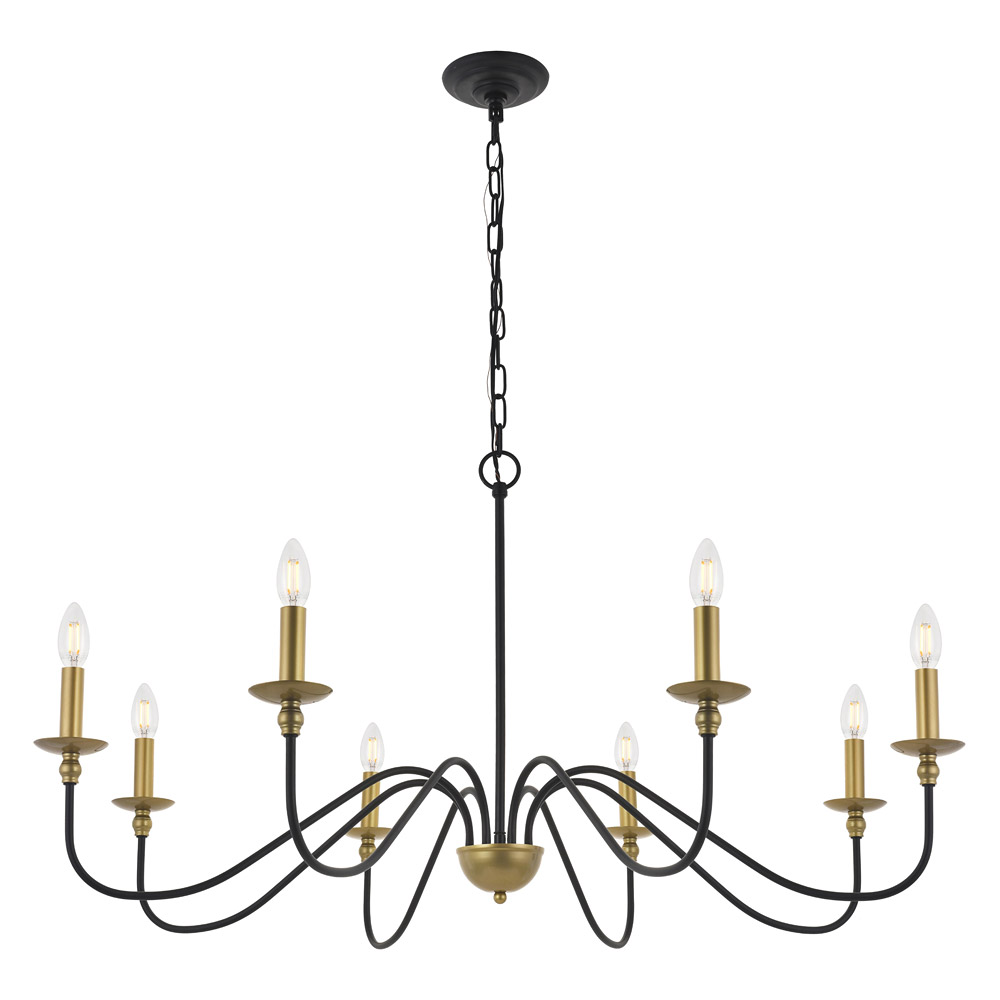 Elegant Rohan 6-Light Chandelier - Brass/Black, L 42" (LD5006D42BRB)