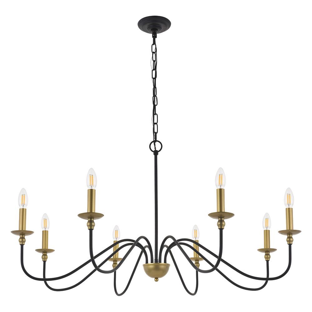 Elegant Rohan 6-Light Chandelier - Brass/Black, L 42" (LD5006D42BRB)