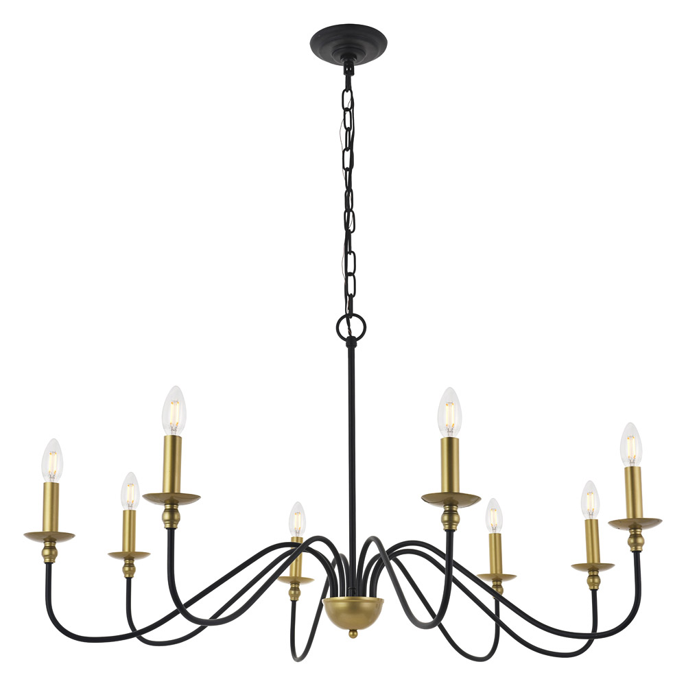 Elegant Rohan 6-Light Chandelier - Brass/Black, L 42" (LD5006D42BRB)