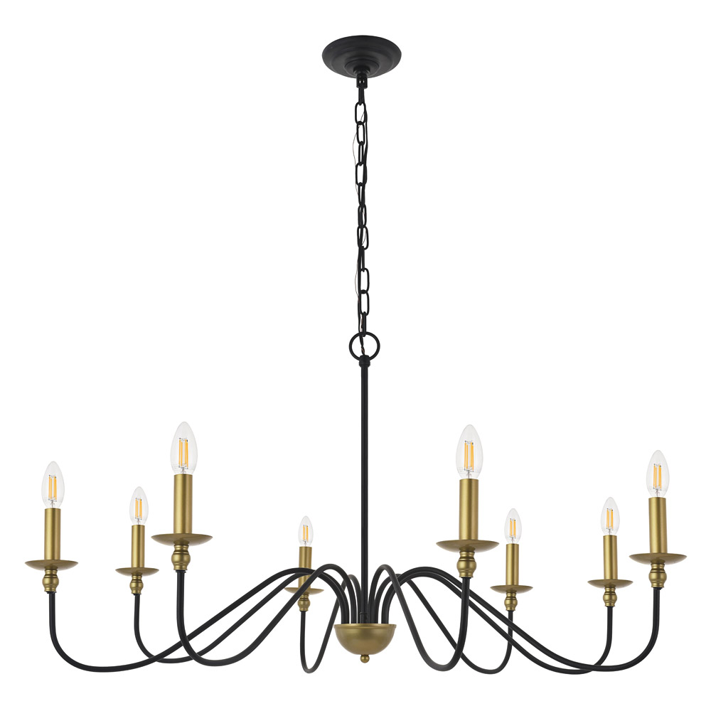 Elegant Rohan 6-Light Chandelier - Brass/Black, L 42" (LD5006D42BRB)