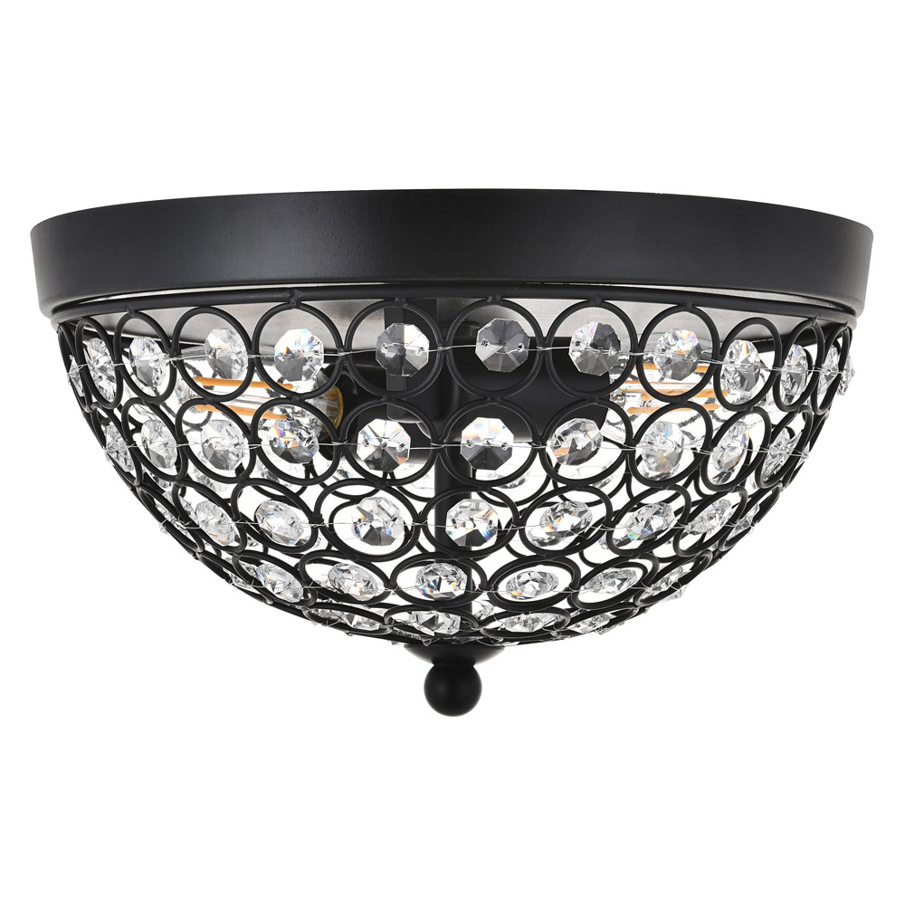 Elegant Taye 3 Light Flush Mount - Matte Black, L 10" (LD5012F10MB)