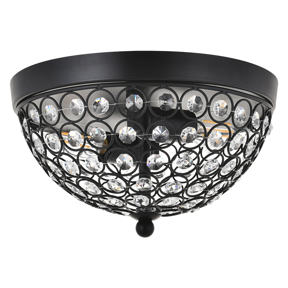 Elegant Taye 3 Light Flush Mount - Matte Black, L 10" (LD5012F10MB)