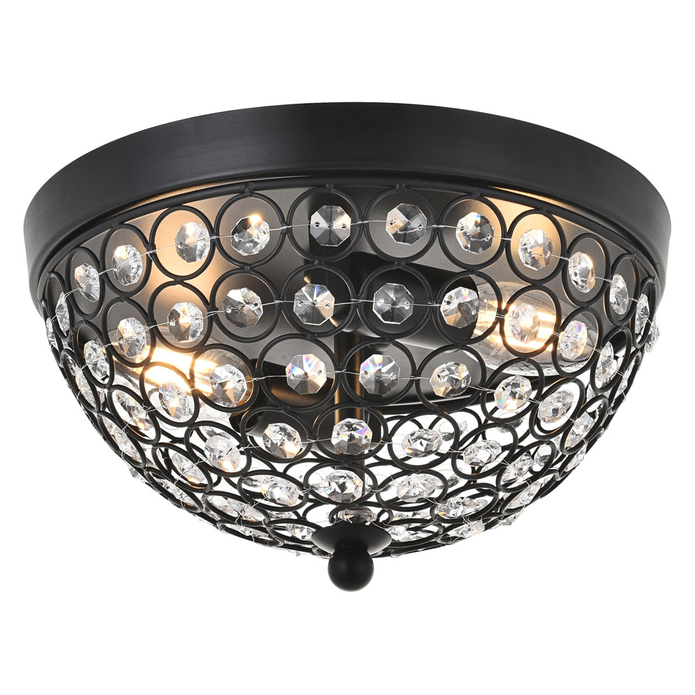 Elegant Taye 3 Light Flush Mount - Matte Black, L 10" (LD5012F10MB)